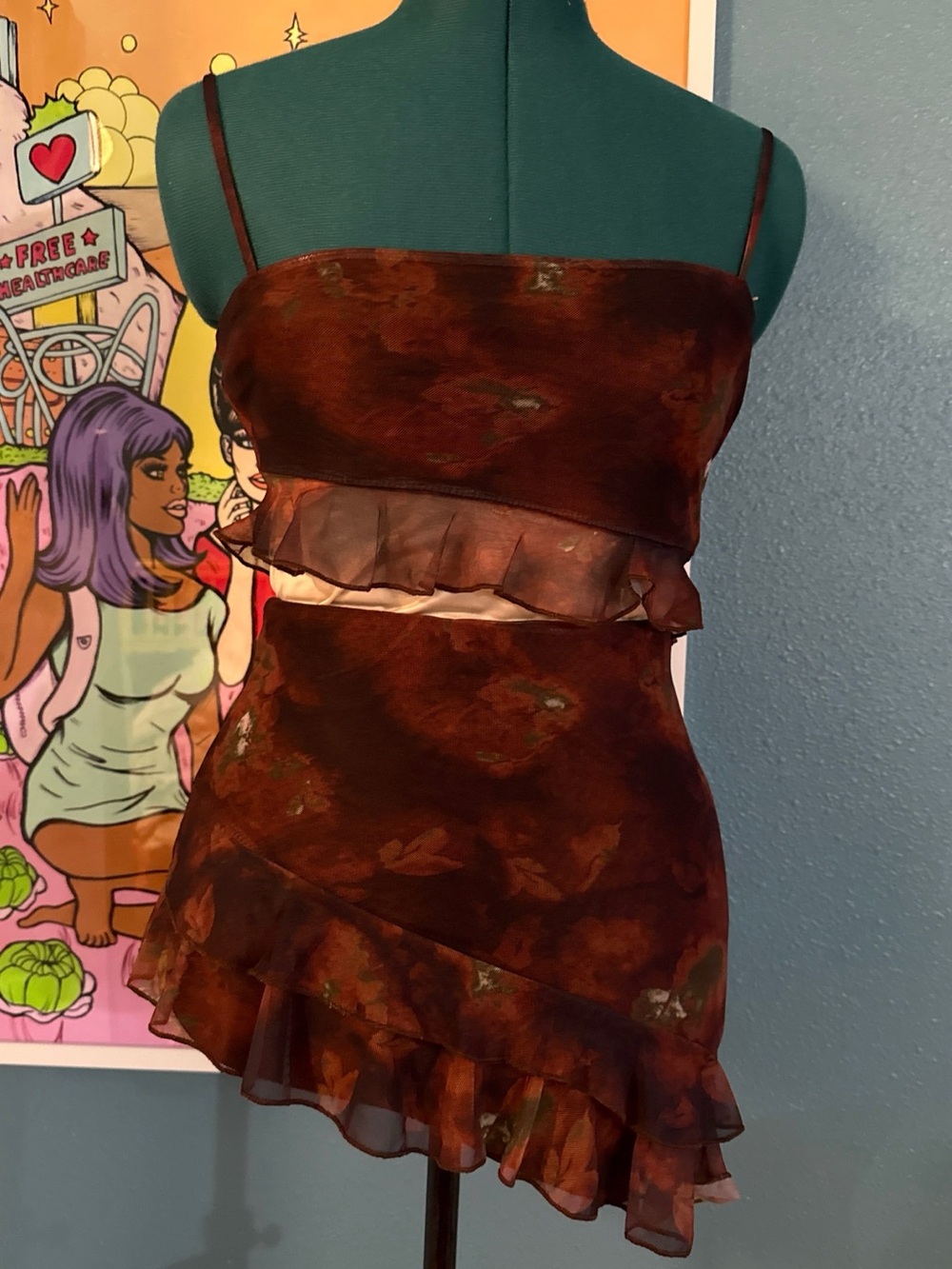 NWT Princess Polly Mafalde Ruffle Two-Piece Set Brown Size 2